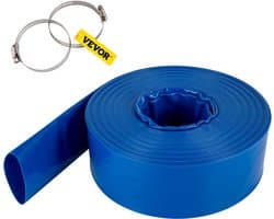 VEVOR Afvoerslang, 51mmx32m, Platte Slang van PVC-stof, Zware Terugspoelafvoerslang met Klemmen, Weerbestendig en Barstbestendig, Ideaal voor Zwembad en Wateroverdracht, Blauw