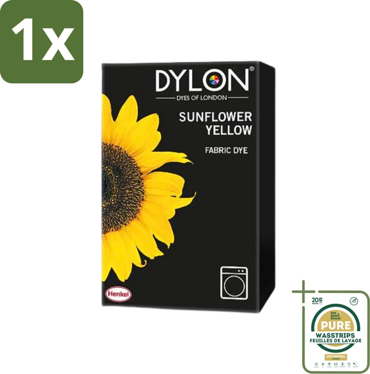 1 x Dylon - Textielverf - Sunflower Yellow - Kleurvaste Textielverf - 350g- Textielverf - Geel - Kleurvaste Textielverf - Machineverf - Stofverf — afbeelding 1