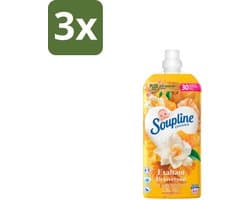 3 x Soupline – Wasverzachter – Betoverend Mandarijn & Vanille – 1,28 L - Wasverzachter - Wasverzachter Mandarijn En Vanille - Wasverzachter Betoverend - Wasverzachter Voor Kleding - Wasverzachter Voor Was