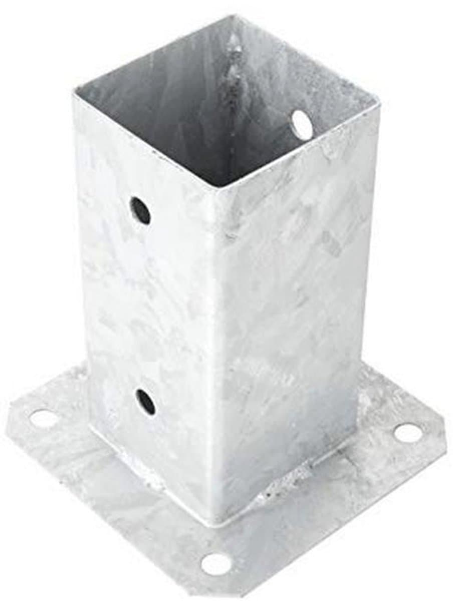 Vierkante Ankerbeugel voor Posten 120 x 120 mm - Gegalvaniseerde Staalbasis voor Concreet, Hekken, en Tuinhuisjes — afbeelding 1