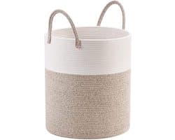 Wasmand Katoen - Wasmanden - Opbergmand 52 ltr - Mand Rond met handvaten - Wasbox Opvouwbaar - Speelgoedmand - 38cm*50cm