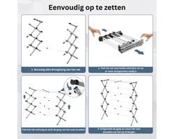Thuys – Droogmolen met Voet voor Camping & Thuis - Wasrek Staand - Droogrek Inklapbaar - Wit met Grijs