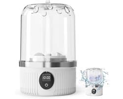 Draagbare wasmachine met mini-wasbakjes voor lingerie, LED-display, 1 liter inhoud, IP67 waterdicht, wast voorzichtig sokken, bikini's en poppenkleding; perfect voor op reis, in appartementen, op de camping en in studentenkamers.