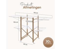 White-Label® Wasrek Inklapbaar op Wieltjes - Droogmolen - Droogtoren Staand