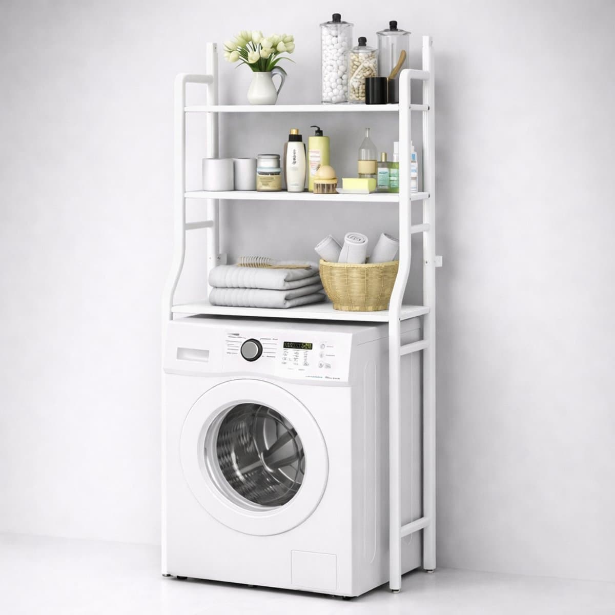 MeubelsvanJoep Wasmachine ombouw rek wit 157 x 68 x 26 cm - Wasmachine rek met opbergruimte wit - Wasmachine rek bovenlader wit - Wasmachine rek voorlader wit- Toilet kast — afbeelding 1