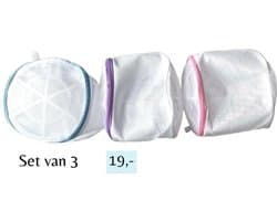 Wasbollen Wasnetten met rits - Set van 3 - Ø 16 cm - Inclusief verzenden - Ritssluiting - Wasnetjes - Washing Bag - Waszakken - Wasnetje bh lingerie - Wasnetten - Transparant - Wit - 100% polyester - Bescherm je wasgoed en wasmachine