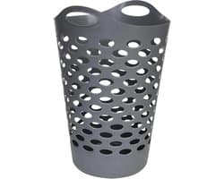 5Five Flexibele wasmand/opbergmand - rond - grijs - 60 liter - D41 x H66 cm