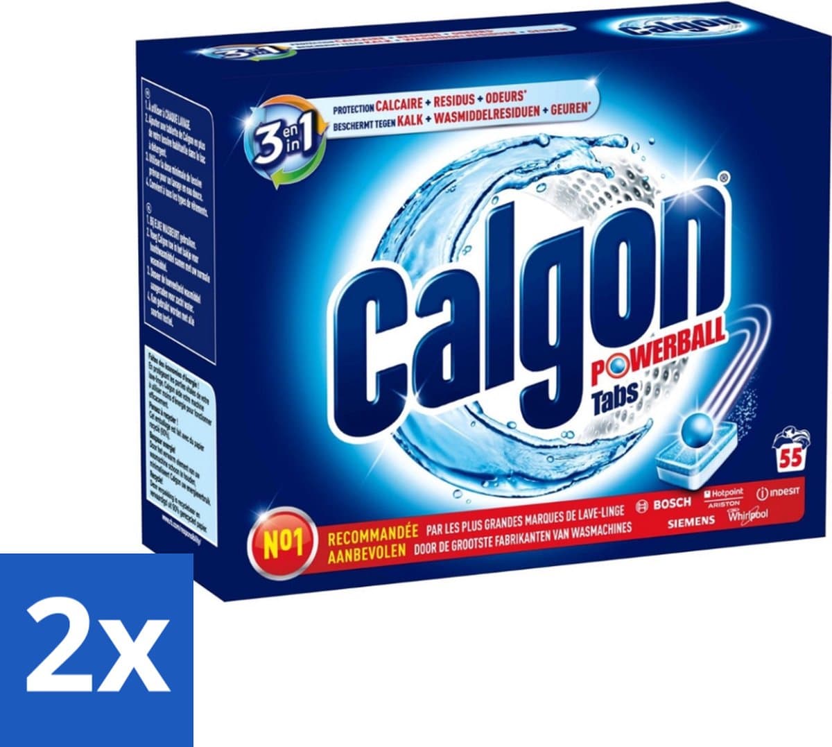 Calgon - Wasmachinereiniger - Tegen Kalkaanslag / Wasmiddelresten / Geuren - 55 Tabletten - Voordeelverpakking - 2 stuks — afbeelding 1