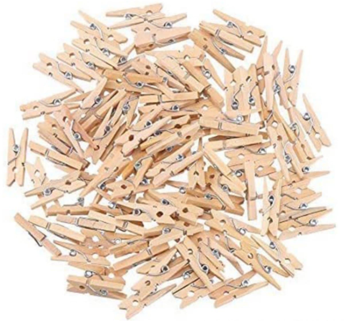 100 stuks natuurlijke kleine houten wasknijpers - decoratieve wasknijpers - mini natuurlijke decoratieve wasknijpers - voor doe-het-zelf - kleine houten wasknijpers voor foto's fotowand — afbeelding 1