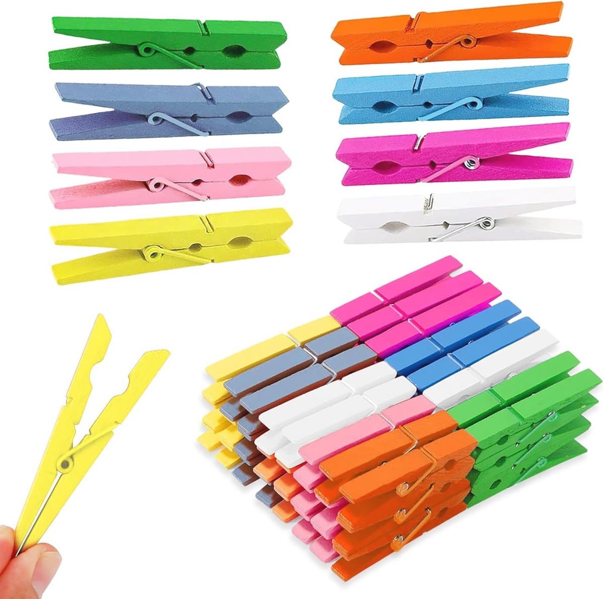 Kleurige houten wasknijpers - 50 stuks van 7,2 cm - Ideaal voor foto's en knutselprojecten — afbeelding 1