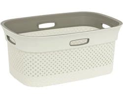 5Five Wasmand van rotan gevlochten - gebroken wit - kunststof - 45 liter - 59 x 39 x 27 cm - wasgoed manden