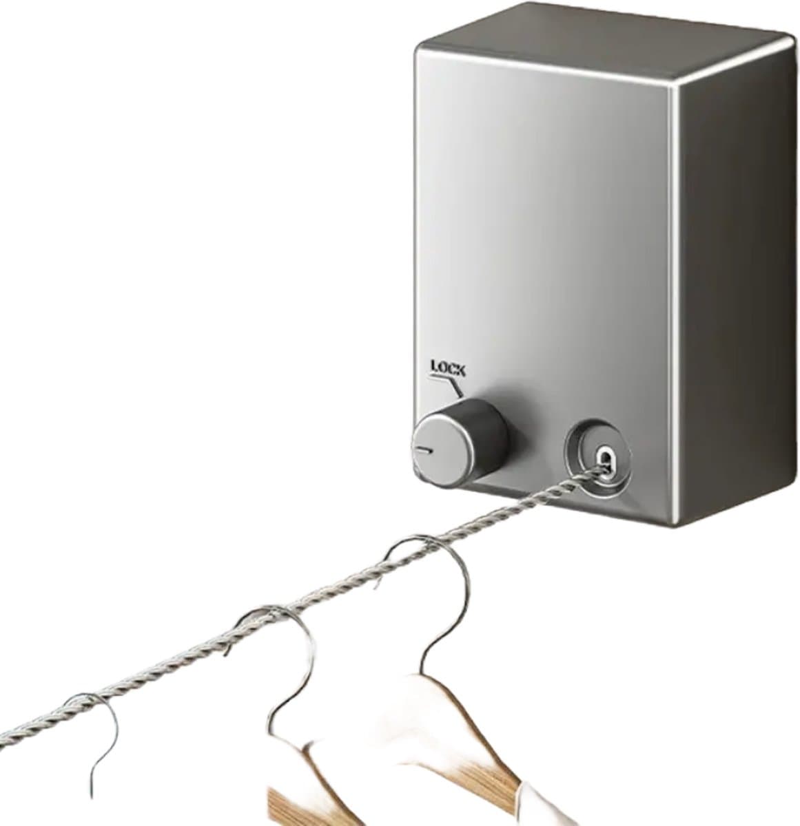 Flipflop Club® Waslijn In- en uittrekbaar | max. 4,2 meter | Stevig Waslijndraad – Wasdraad – Uittrekbare waslijn – Alternatief voor wasrek / compact wanddroogrek – Ruimtebesparend – Klein droogrek - Met of zonder boren - ideaal voor Studentenkamer — afbeelding 1