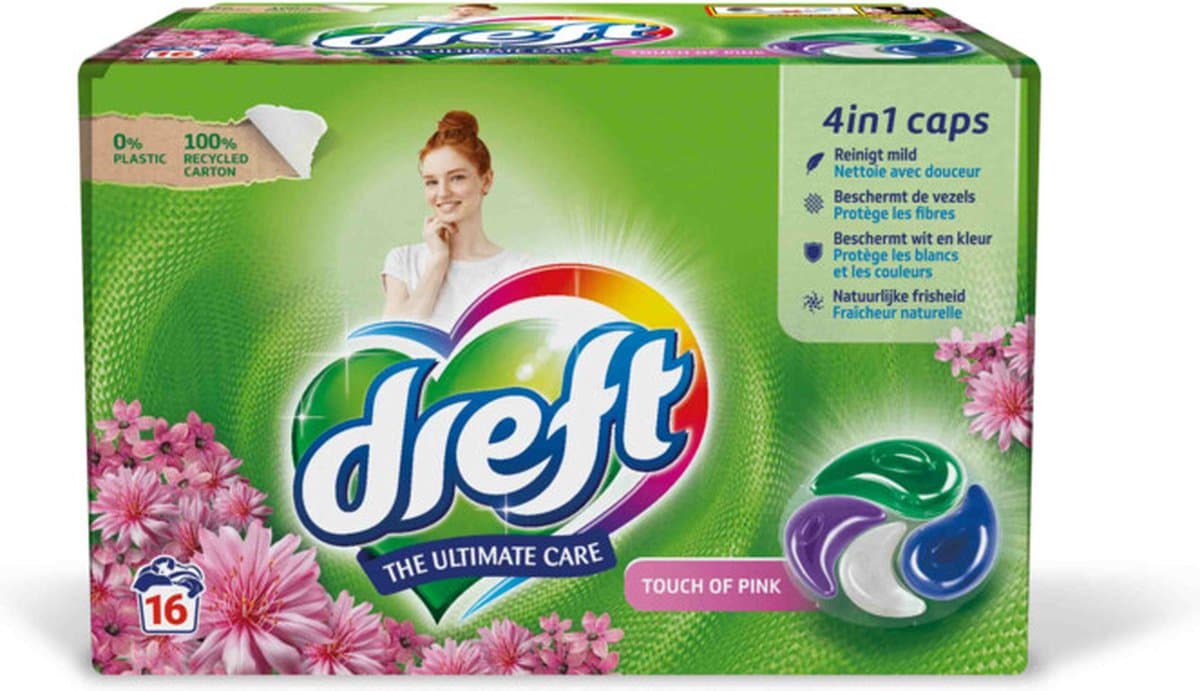 Dreft Wasmiddel Capsules Touch of Pink 16 stuks — afbeelding 1