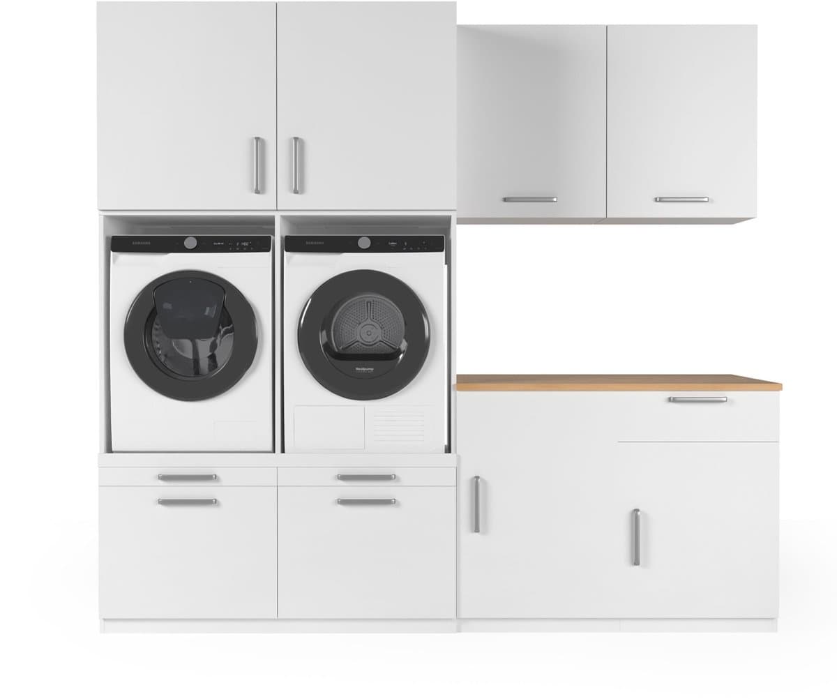 Wasophoogte® Wasmachine Kast Buenos Aires - Wasmachine verhoger - Wasmachine ombouw - 700(D)*2530(B)*2350(H) mm - Wit — afbeelding 1