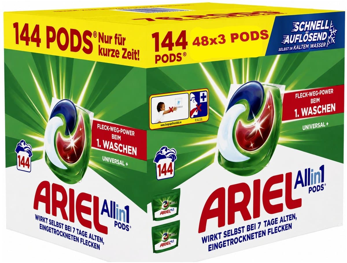 Ariel All in 1 wasmiddel Universele+ 144 PODS — afbeelding 1