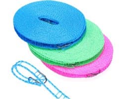 Waslijn Set - Reis Waslijn Kledinglijn - Kleding Drogen - Winddicht en Stevig - 3 Rollen - Zoals getoond