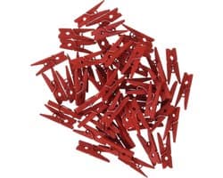 Houten mini-wasknijpers rood, set van 100, 1,5 x 5 x 6 cm