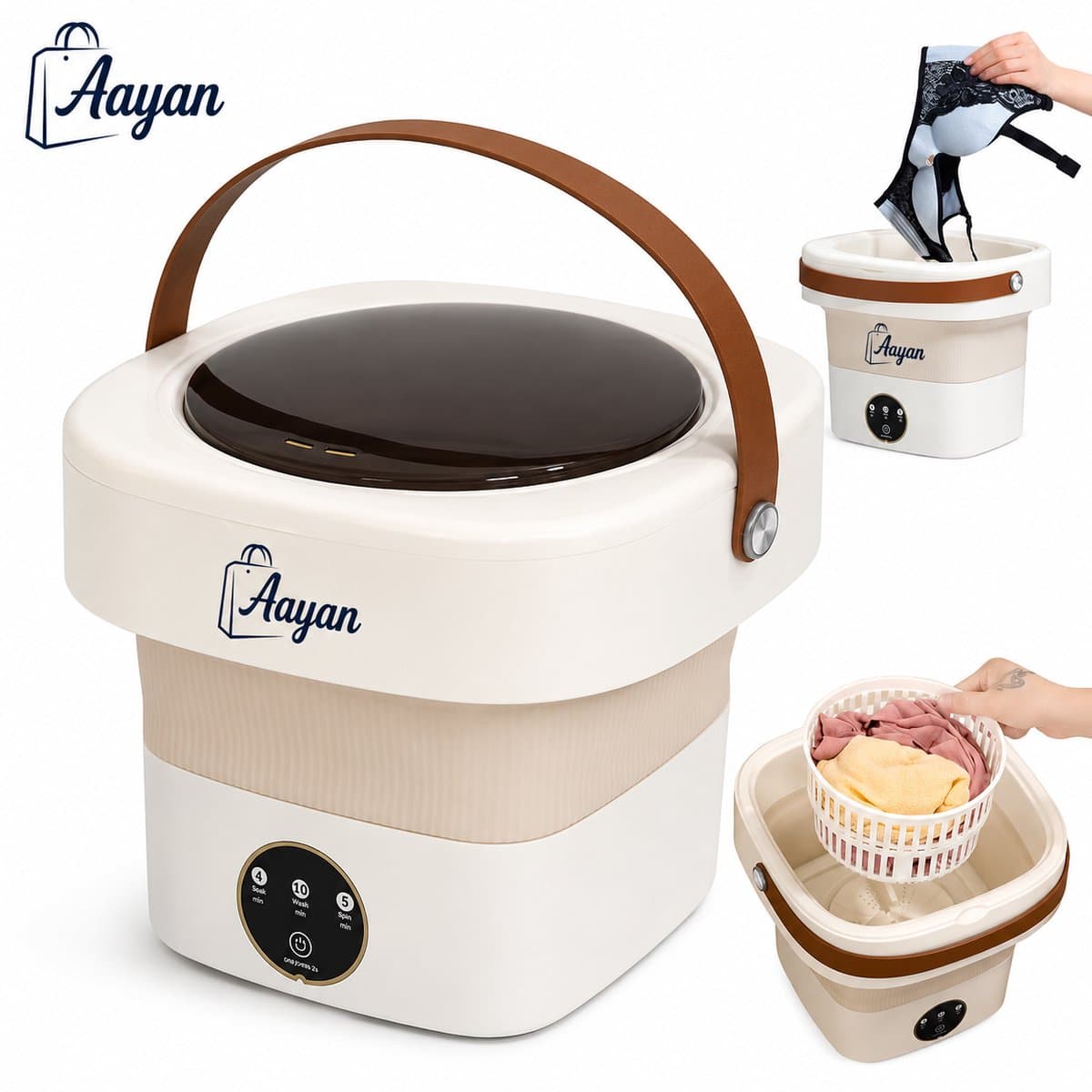 Mini Opvouwbare Wasmachine 11L – Draagbare Reiswasmachine met Centrifugefunctie – Compact voor Kleding, Ondergoed en Camping – mini wasmachine – opvouwbare wasmachine – draagbare wasmachine – wasmachine voor babykleding – mini wasserette – 53868 — afbeelding 1