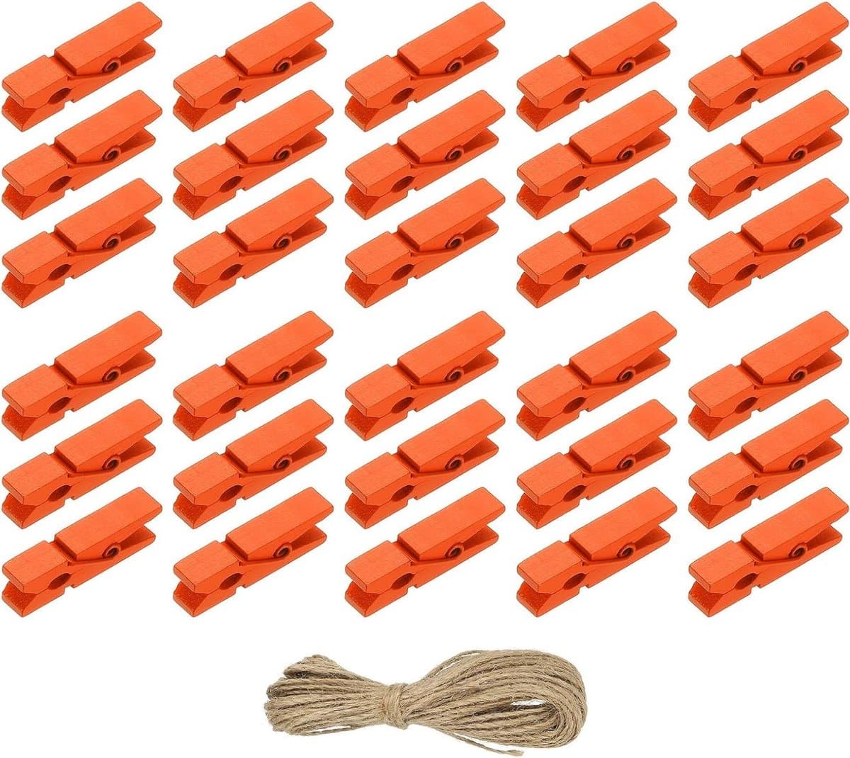Houten Wasknijpers - Kleine Klemmen - Foto's Ophangen - Natuurlijk Hout - 3.5 cm - Oranje — afbeelding 1