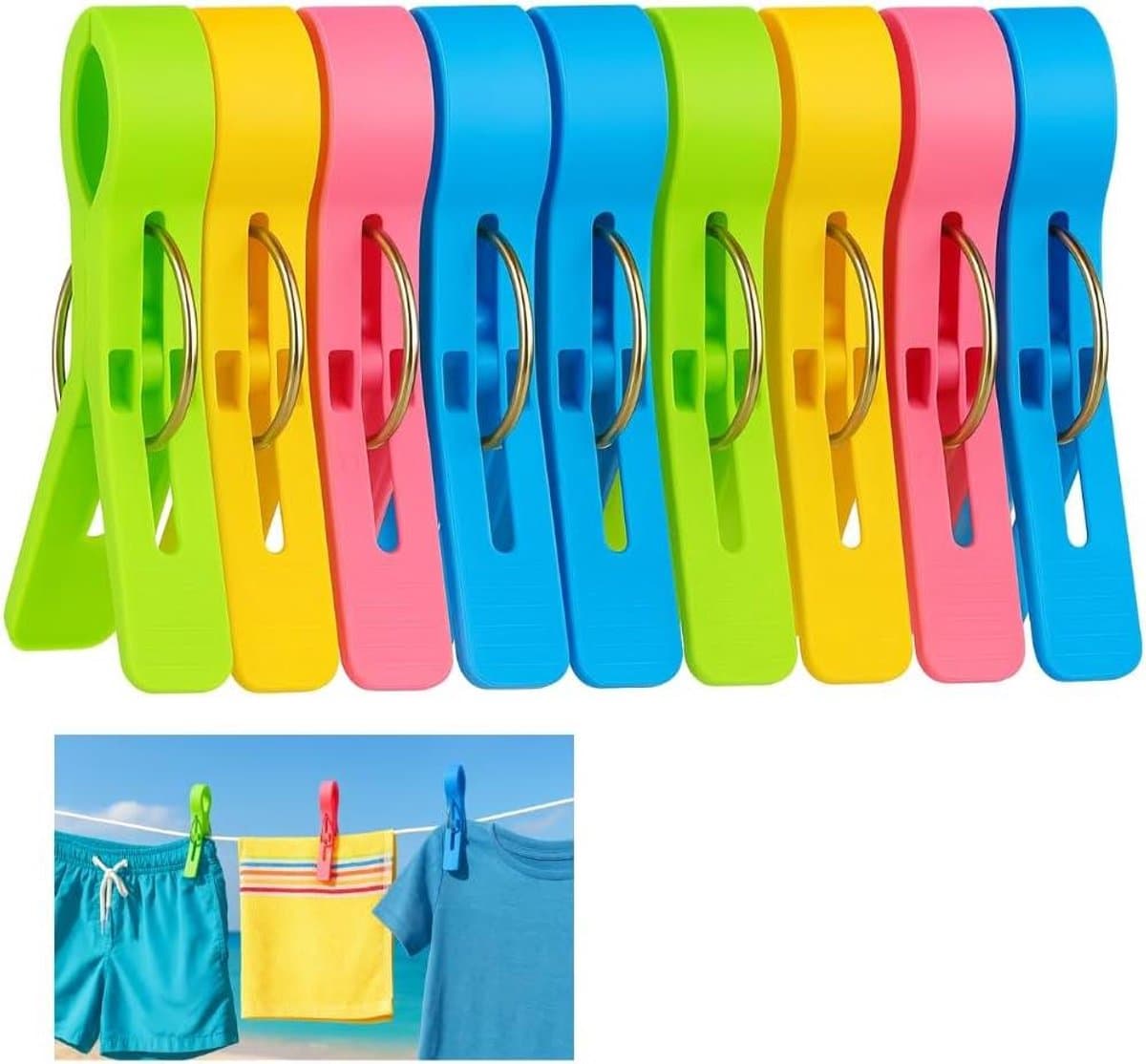 Strandhanddoekclips - Wasknijpers - Strand Genieten - Felgekleurd - 8 Stuks - Multicolor — afbeelding 1