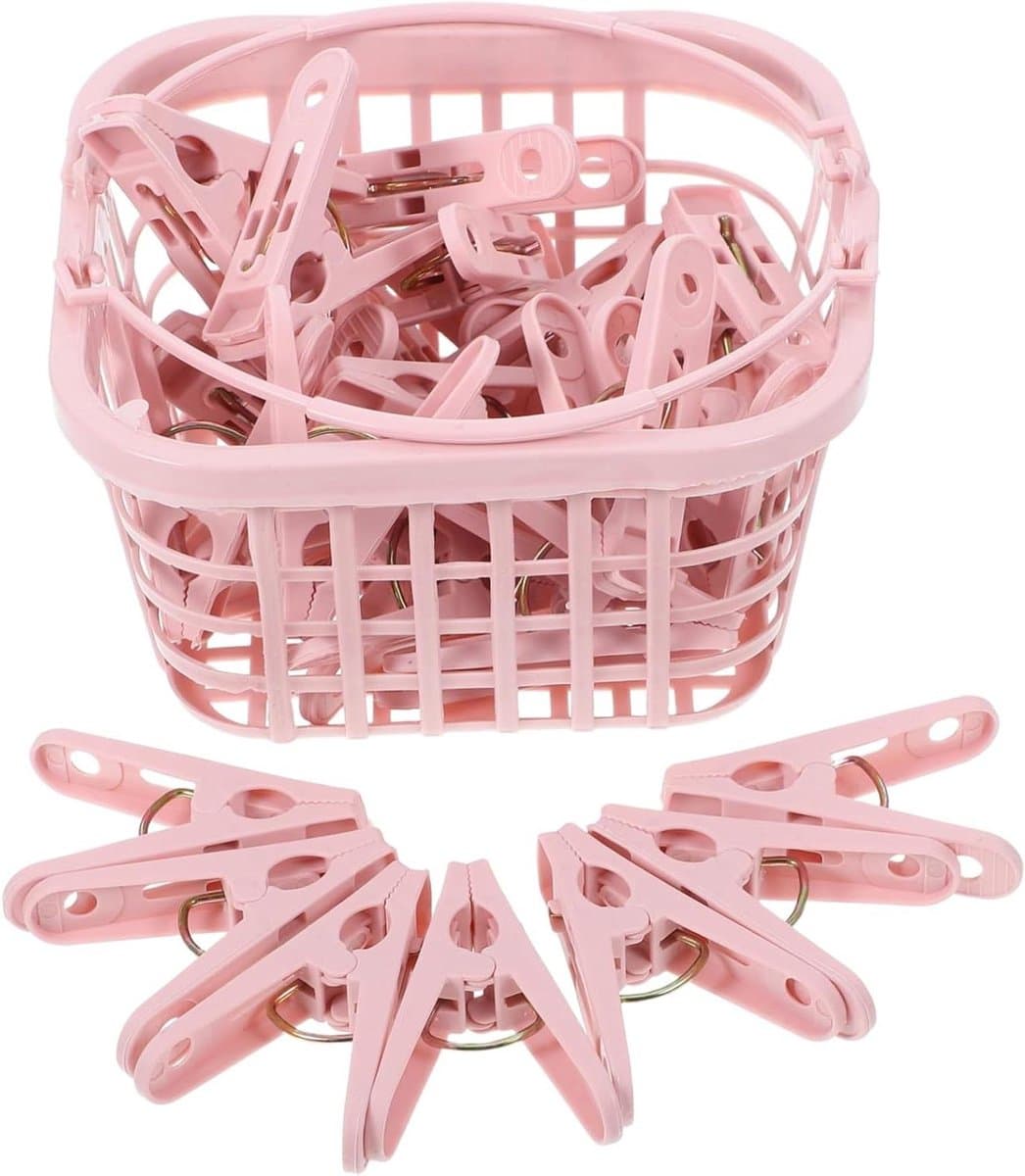 Wasknijpers Kledingclips - Handdoek Clips - Kleding Drogen - Antislip Grip - 30 Stuks - Roze — afbeelding 1