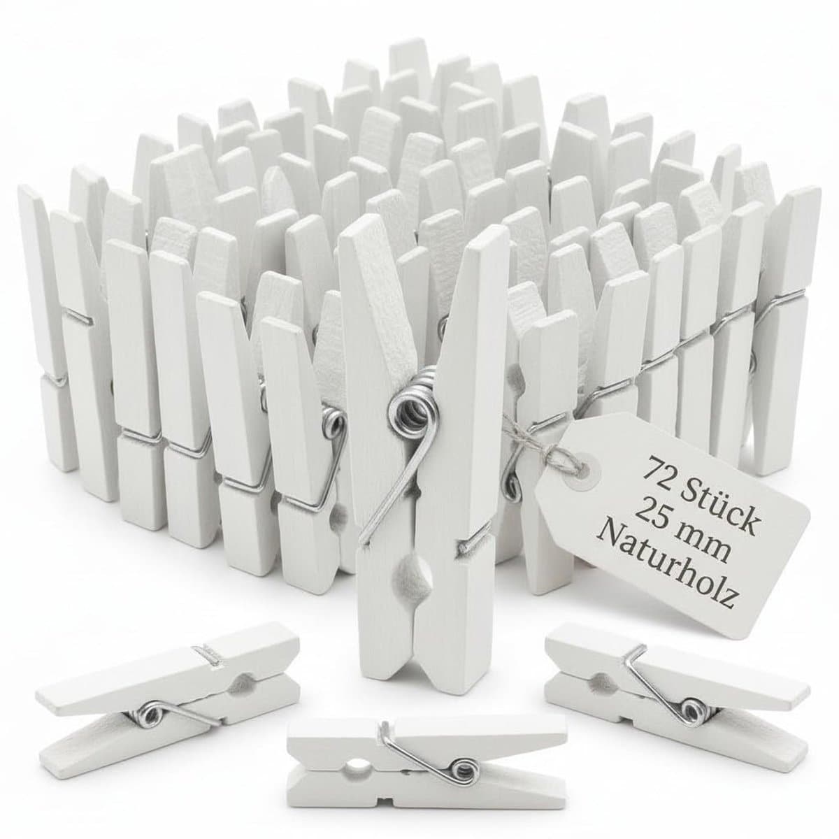 VT Goods - Mini-wasknijpers - Decoratieve klemmen - Creatieve knutselaccessoires - Wit - Houten knijpers - Perfect voor DIY-projecten - Geschikt voo.. — afbeelding 1