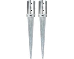 Grondpennen & Grondankers - Set van 2 stuks - Ø 8 x 61 cm - Gegalvaniseerd Staal - Slaganker met Speerpunt - Voor Tuinhekken, Bogen & Palen - Roestvrij — afbeelding 1