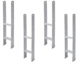 H-anker zwaar - Paalhouder H-profiel - Terras en schutting - Verdikt staal 4.75mm - 600x60mm 81mm diep - Verzinkt — afbeelding 1
