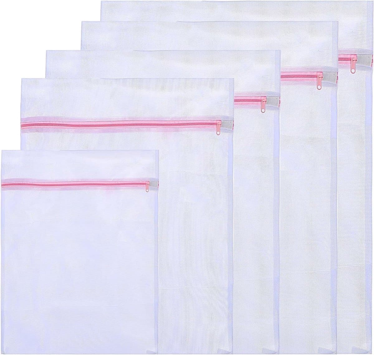 5-delige wasnet set, grove mesh, rechthoekige waszakken met rits, beschermend en voorkomt vervorming, ideaal voor delicate kleding zoals truien, shirts en ondergoed — afbeelding 1