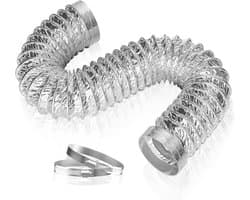 Afvoerslang - Ventilatieslang PVC Aluminium - Airco Ontluchting - Flexibel en Stevig - 100 mm x 4 m - Zilver