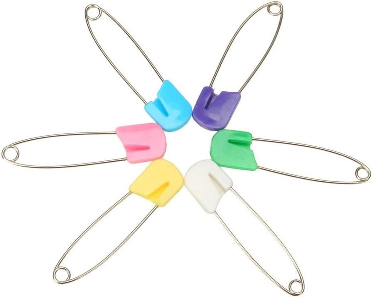 Veiligheidsspelden Baby - Klemmetjes Sluitspelden - Babykleding Vastzetten - Met Plastic Tip - Maat L - Vrolijke Kleuren — afbeelding 1