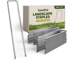 SeedPal Grondankers/Haringen Anti Roest - 100 Stuks - Roestvrije & Verzinkte Bodemankers Voor Bevestiging - 150 mm x 30 mm x Ø3 mm - Aardnagels/Bodemhaken Van Staal - Grondverankering/Bodembevestiging