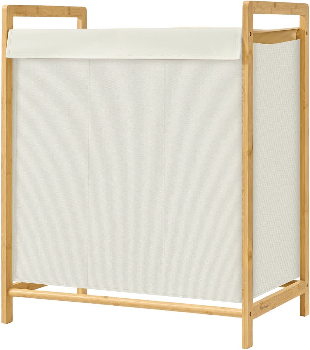 SONGMICS RLH103WD01 - Wasmand met 3 Vakken - Bamboe Frame - Afneembare en Versterkte Deksel - 150L Inhoud — afbeelding 1
