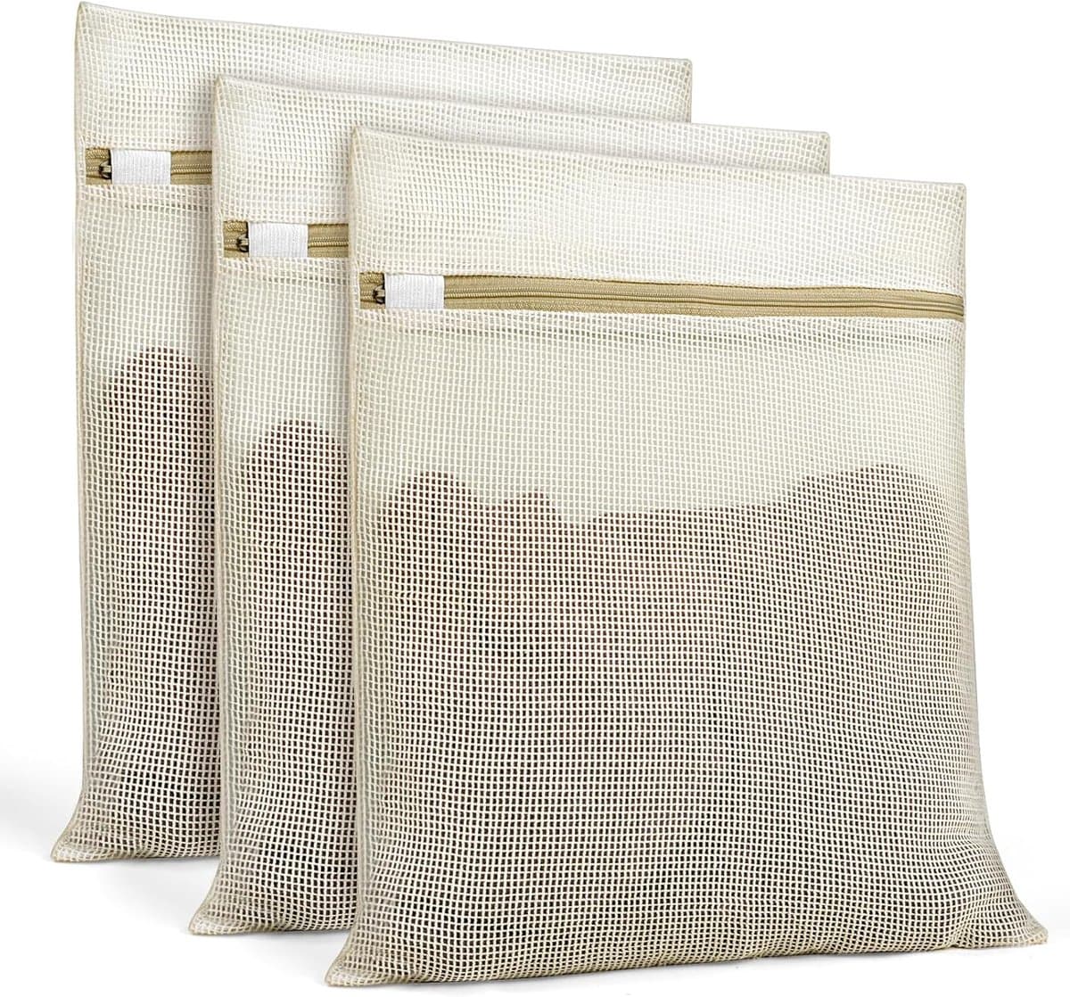 Waszakken - 3 stuks - Wasnetten - Waszakjes - Polyester - Bescherm je Wasgoed en Wasmachine - Wasnet voor Wasmachine - Voor Beddengoed, Handdoeken & Kleding - 30x40cm - Geel — afbeelding 1