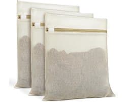 Waszakken - 3 stuks - Wasnetten - Waszakjes - Polyester - Bescherm je Wasgoed en Wasmachine - Wasnet voor Wasmachine - Voor Beddengoed, Handdoeken & Kleding - 30x40cm - Geel