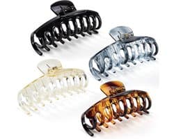 Haar klauwclips voor dik haar - Antislip haarklemmen 10,3 cm | 4 stuks