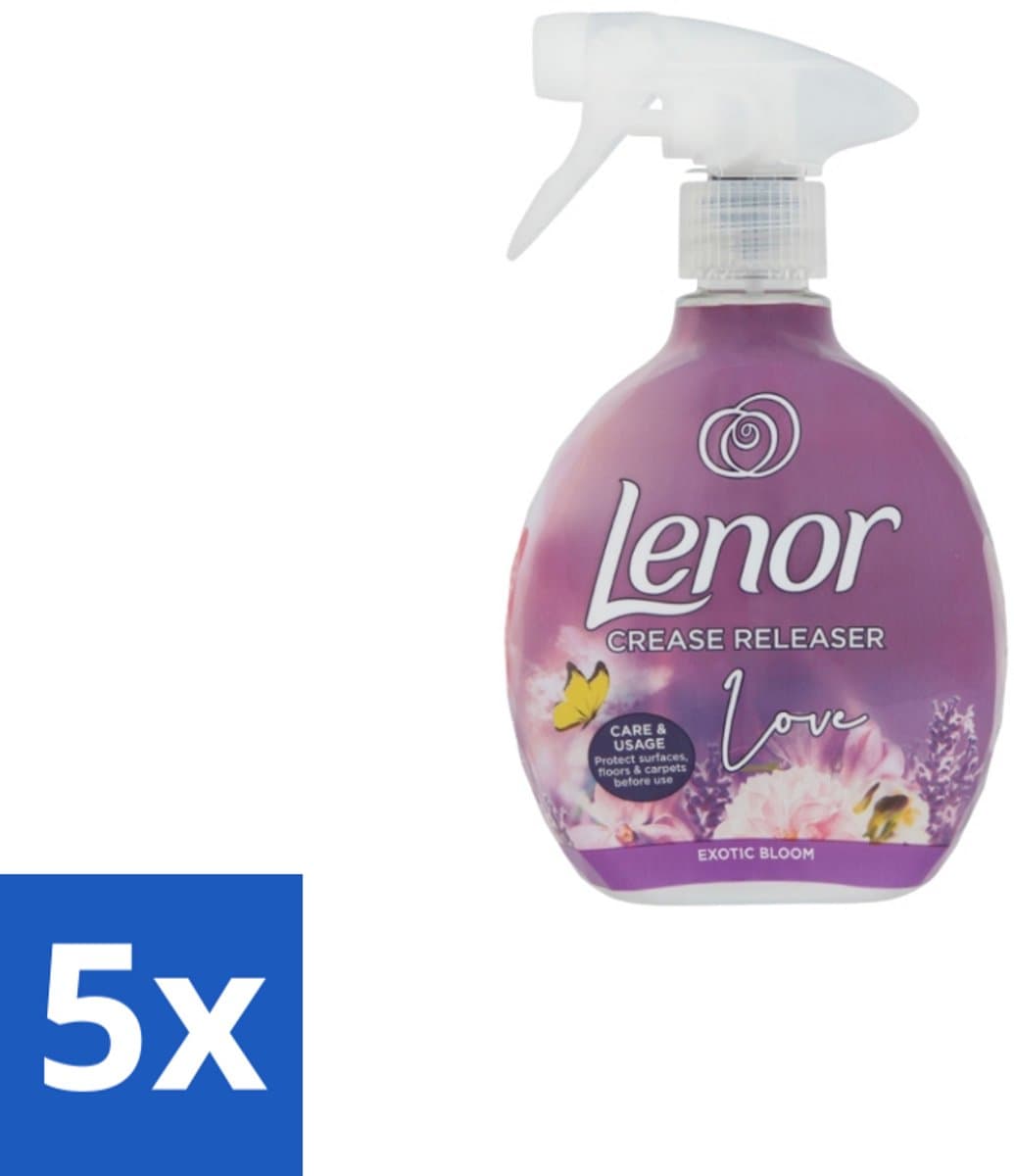 5 x Lenor – Crease Releaser Spray – Love Exotic Bloom – Kreukverwijderaar & Textielverfrisser – 500 ml - Voordeelverpakking - 5 stuks — afbeelding 1