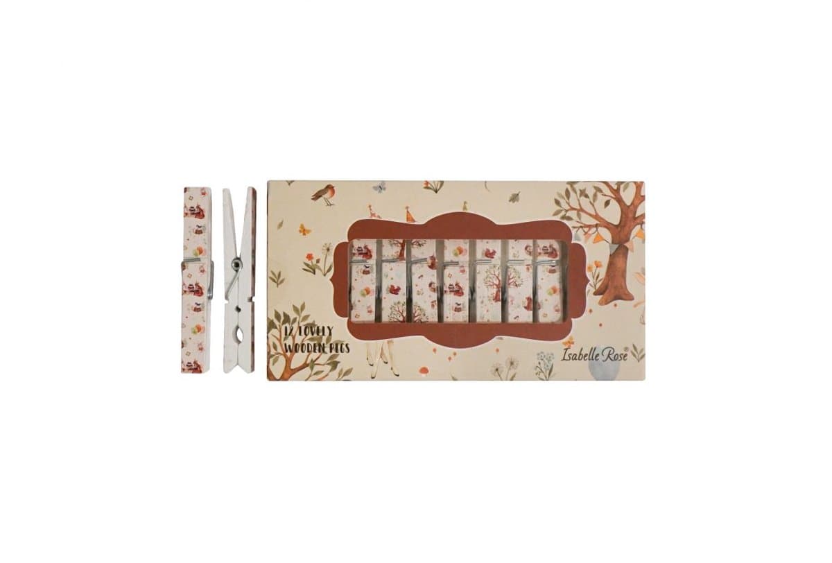 Isabella Rose - grote houten wasknijpers - 12 stuks - verjaardag in het bos print - birthday party in de woods — afbeelding 1