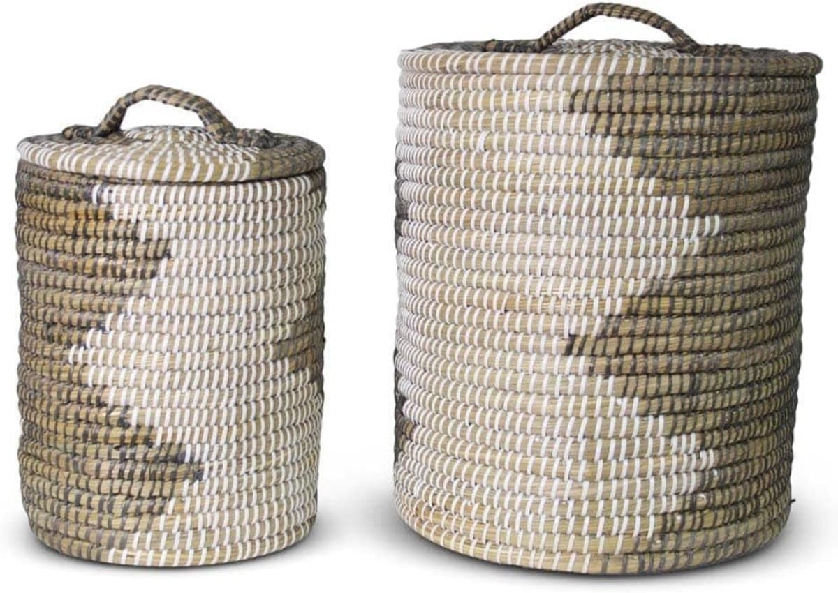 CLVP® Rieten Wasmand met Deksel - 40x40x48 cm — afbeelding 1