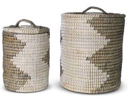 CLVP® Rieten Wasmand met Deksel - 40x40x48 cm