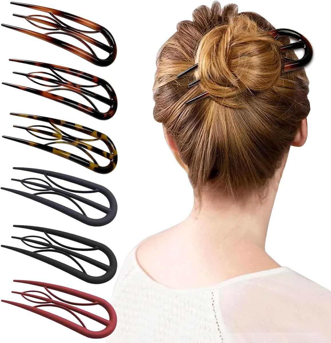 6x Grote U-Vormige Haarspelden Set - Sterke Franse Haarpennen voor Dik & Dun Haar — afbeelding 1