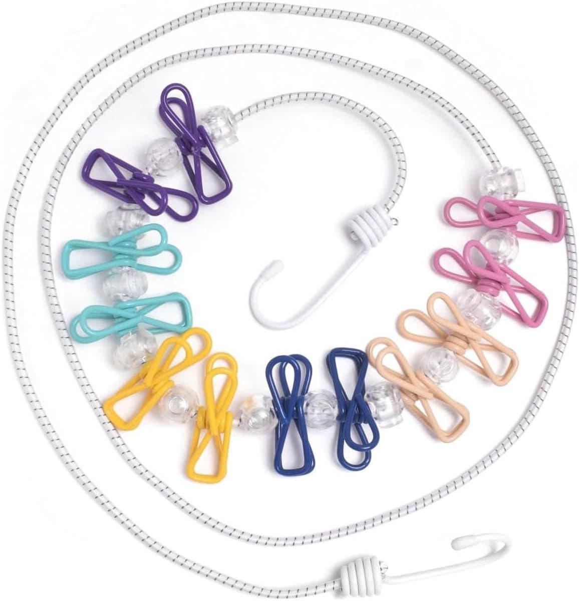 Draagbare Waslijn - Camping Wasrek - Buiten Droge Kleding - 12 Anti-slip Clips - Tot 3.6 Meter — afbeelding 1