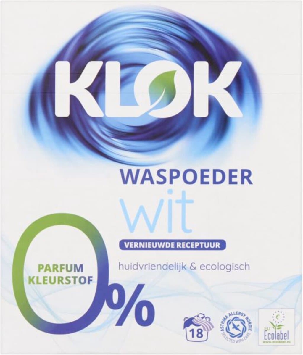 Klok Waspoeder Eco Wit 18 Wasbeurten - 4 x 1,17 kg - Voordeelverpakking — afbeelding 1