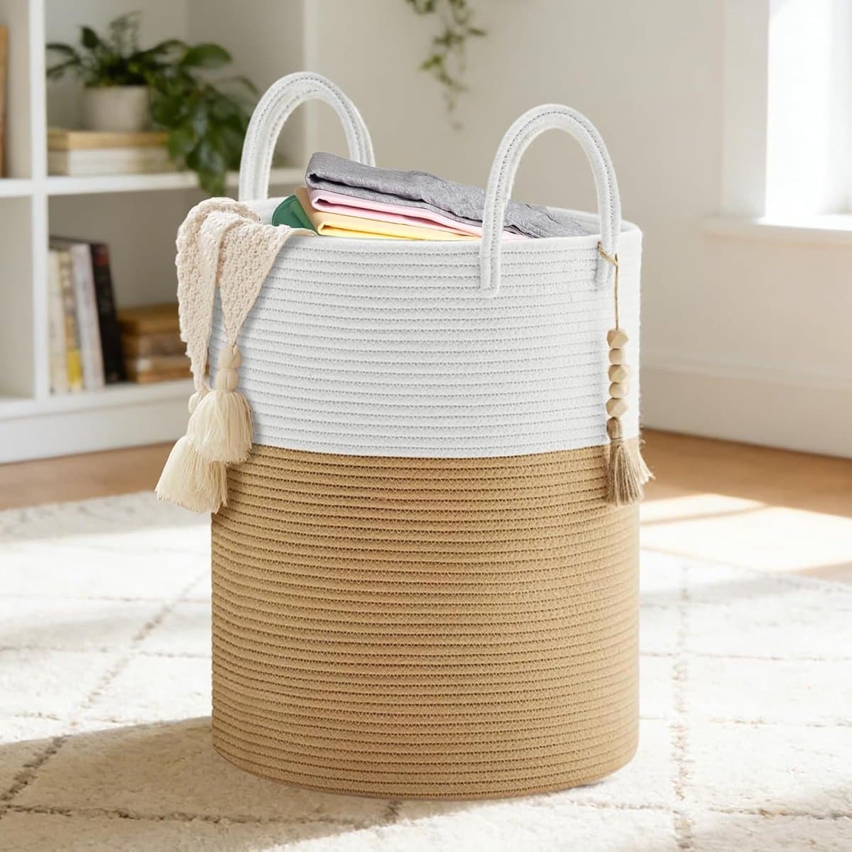 Wasmand, 38 x 50 cm Grote Opslagmand, Met Handvatten, Opvouwbare Opslagmand, Geschikt voor Wasruimte, Kinderkamer, Woonkamer en Badkamer als Vuilwasbak — afbeelding 1