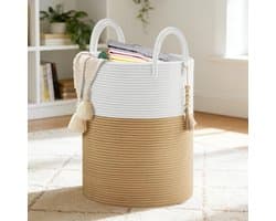 Wasmand, 38 x 50 cm Grote Opslagmand, Met Handvatten, Opvouwbare Opslagmand, Geschikt voor Wasruimte, Kinderkamer, Woonkamer en Badkamer als Vuilwasbak