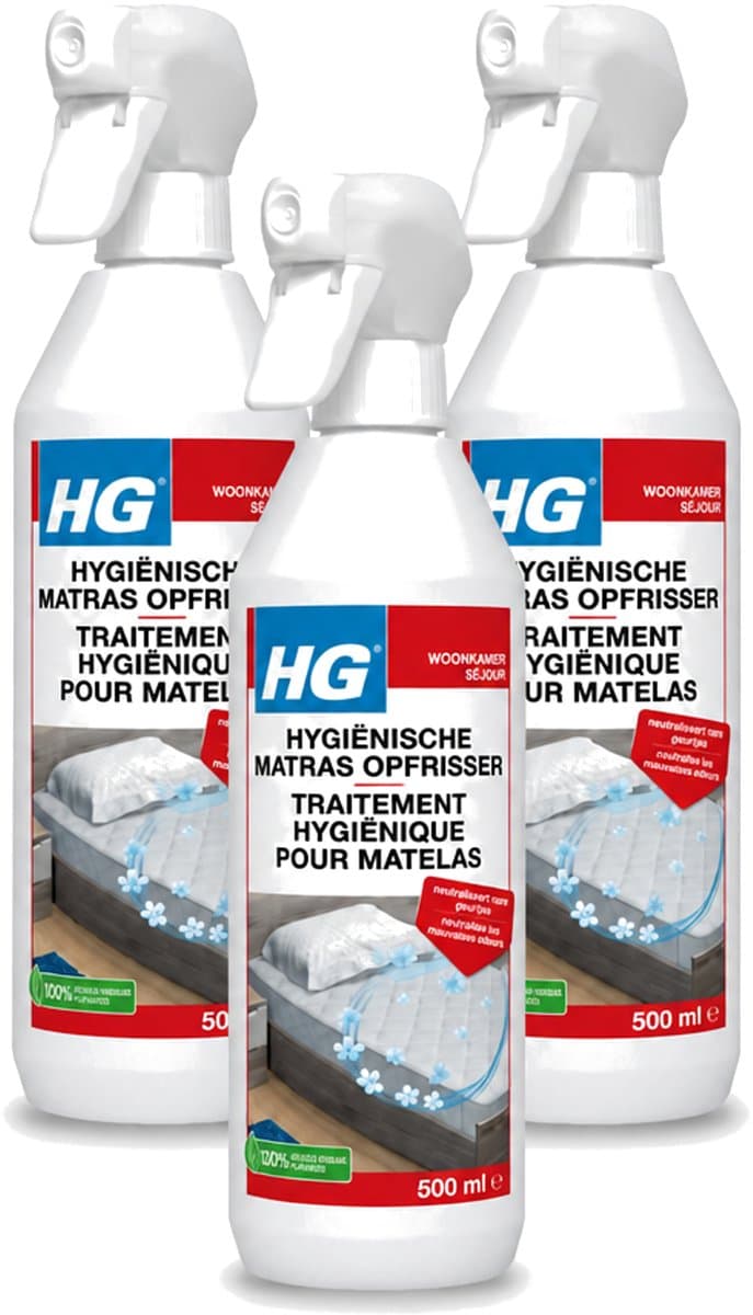 3 x HG - Hygiënische Matras Opfrisser - Werkt Na 30 Minuten - Neutraliseert Nare Geurtjes - 500 ml - Voordeelverpakking - 3 stuks — afbeelding 1