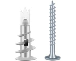 50 stuks Gipskartonpluggen, zelfborende Rigipspluggen, metalen holle muurpluggen, pluggen met schroeven, voor bevestiging in steen, bakstenen, beton, gipsplaten en meer