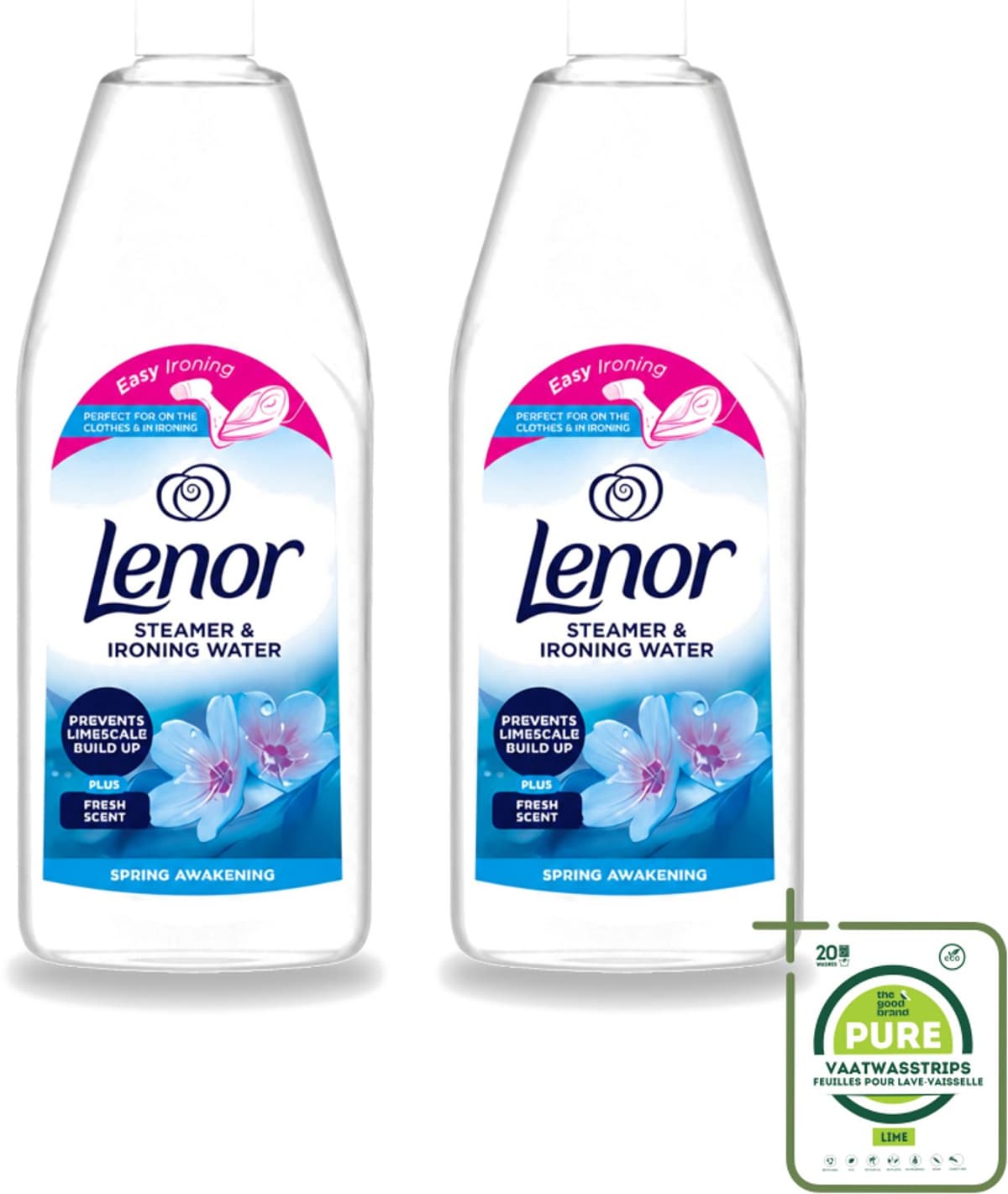 2 x Lenor - Strijkwater - Spring Awakening - Textielverfrisser - 1000 ml - Grootverpakking - Strijkwater - Textielverfrisser - Wasgoed Fris - Bloemige Geur - Kleding Verzorgen — afbeelding 1