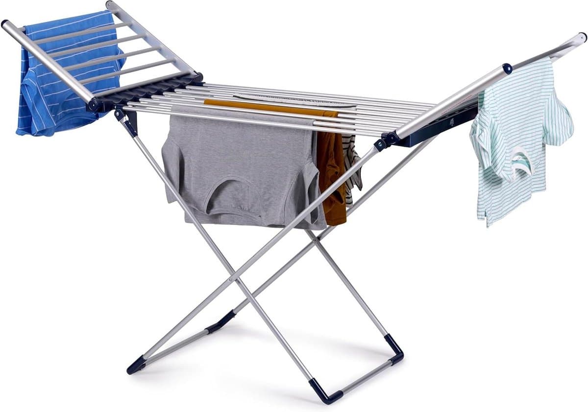 Elektrisch Wasrek - Verwarmd Droogrek - Kleding Drogen - Instelbare Temperatuur - 12 Meter Droogruimte - Grijs — afbeelding 1