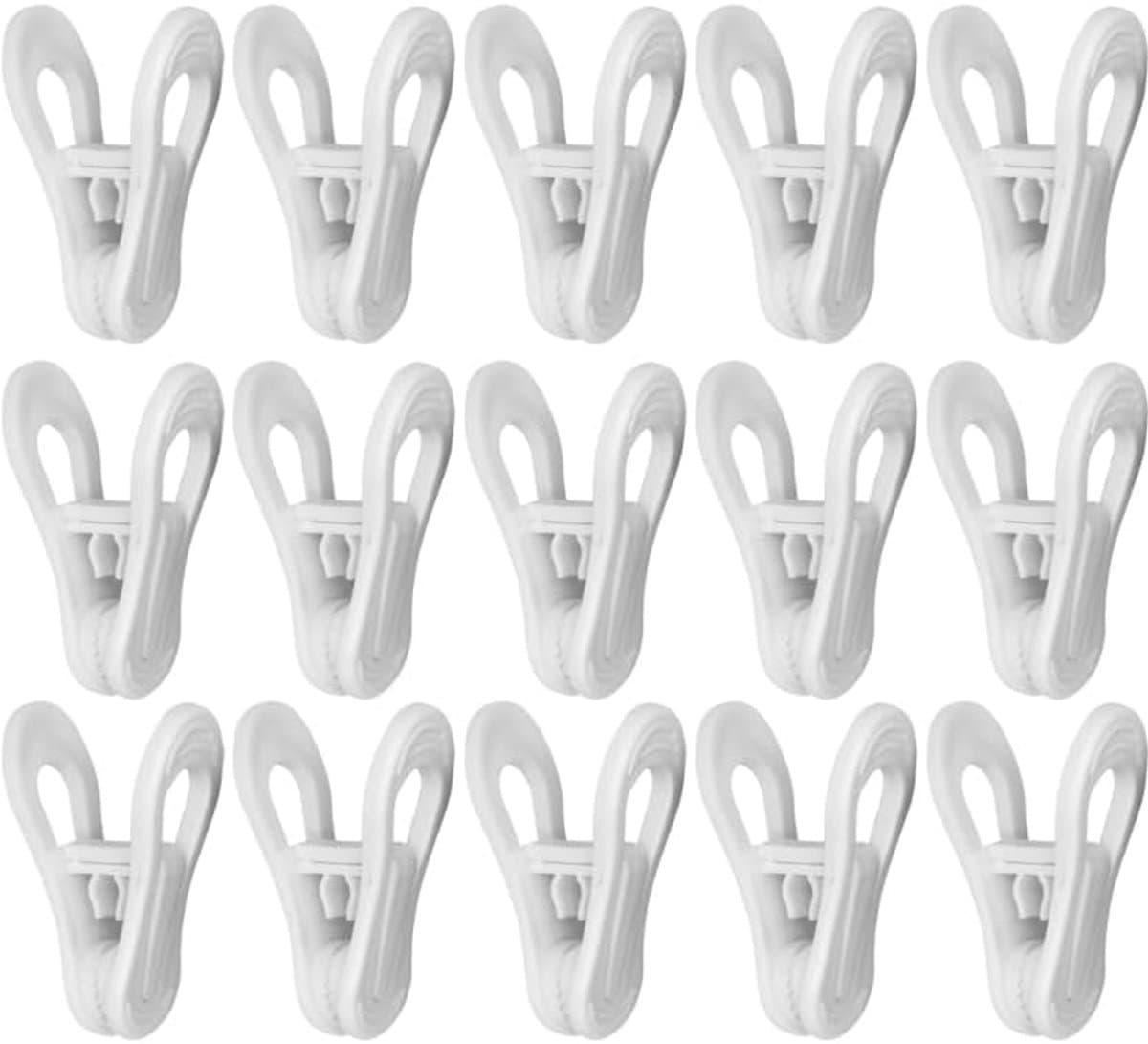 25 stuks- wasknijpers-wasknijpers kunststof -wasknijpers groot-wasknijpers plastic -Droogrek Knijpers -Knijpers-Binnen en Buiten-Strandlaken Knijpers - Badlaken Clips -Voor Handdoeken, Hoed, Jurken,Badhanddoek-Winddicht-Anti Slip-Wit-7cm — afbeelding 1